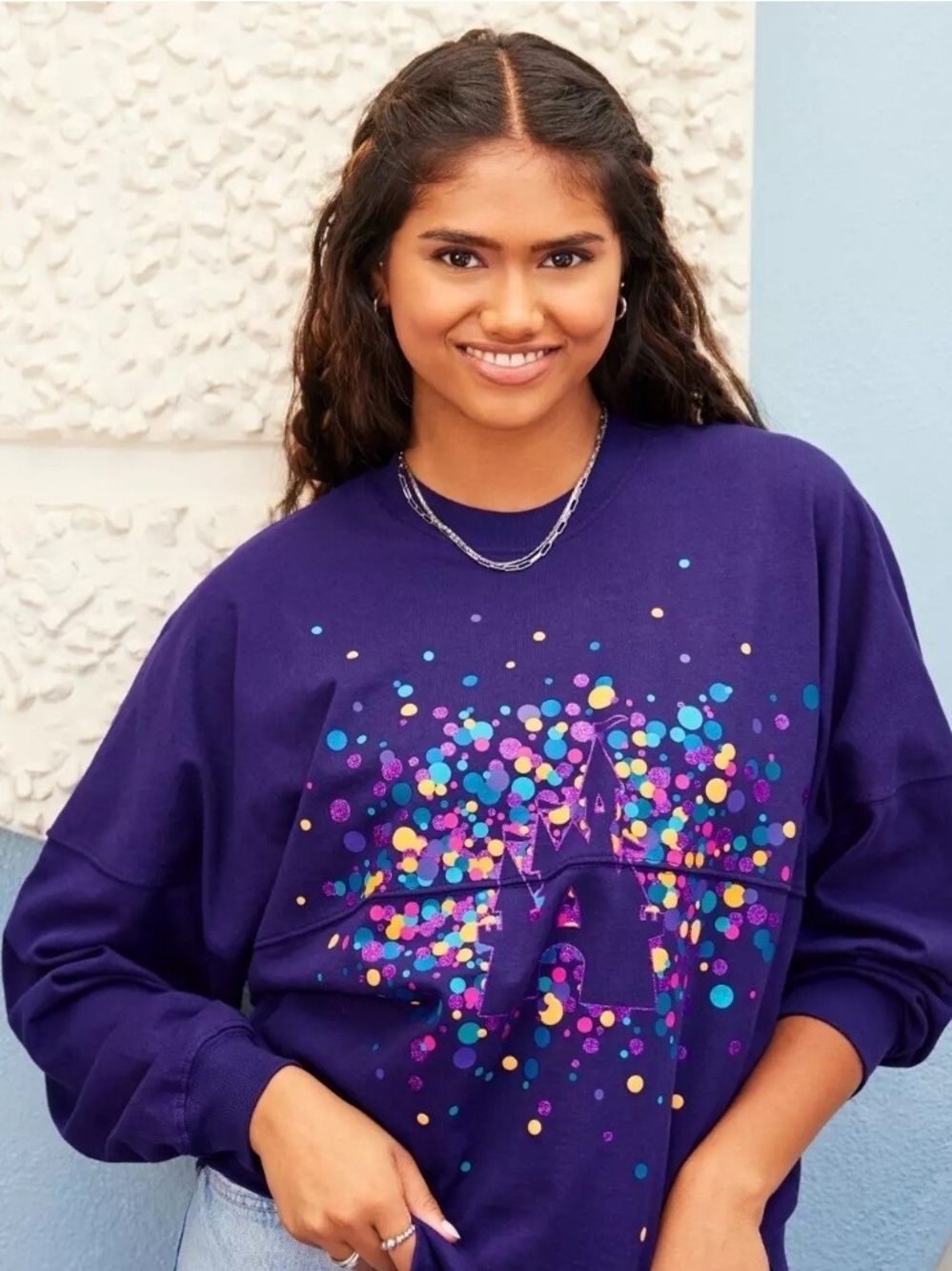Disney Purple Castle Confetti Crewneck Spirit Jersey Size XS